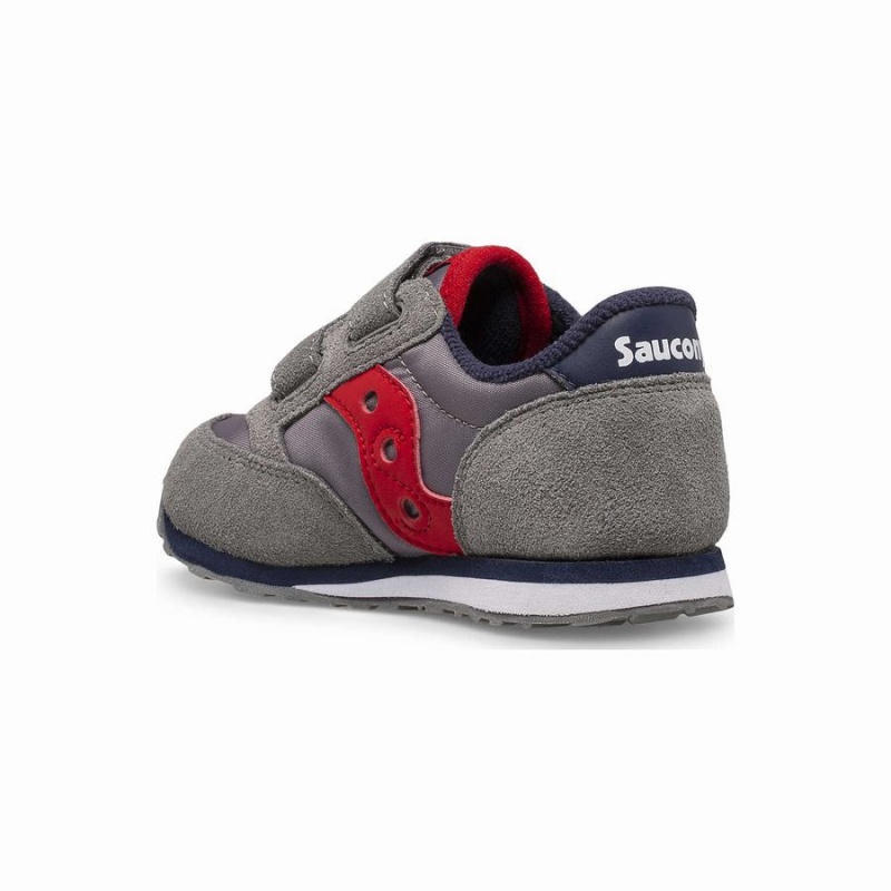 Grey / Navy / Red Saucony Jazz Hook & Loop Kids' Sneakers | Philippines S73809-K94