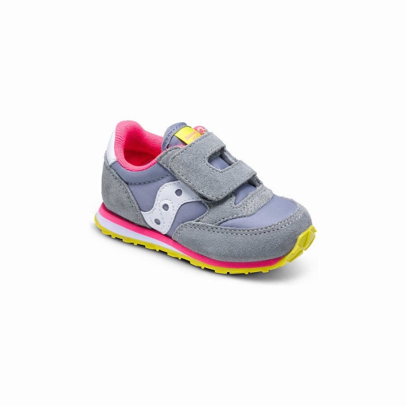 Grey / Pink Saucony Baby Jazz Hook & Loop Kids' Sneakers | Philippines S73169-Y43