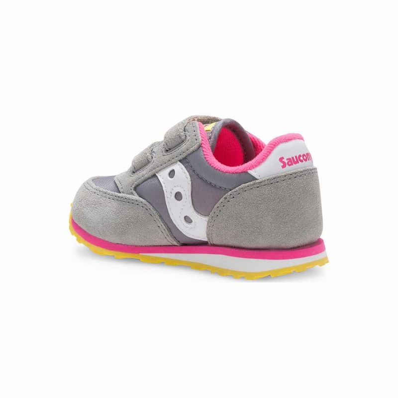 Grey / Pink Saucony Baby Jazz Hook & Loop Kids' Sneakers | Philippines S73169-Y43