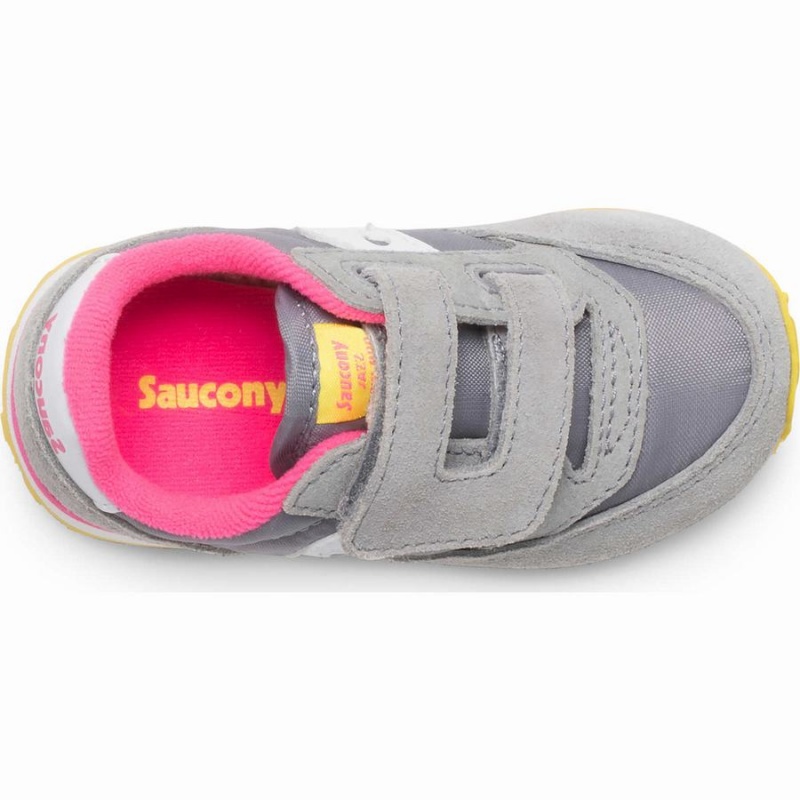 Grey / Pink Saucony Baby Jazz Hook & Loop Kids' Sneakers | Philippines S73169-Y43