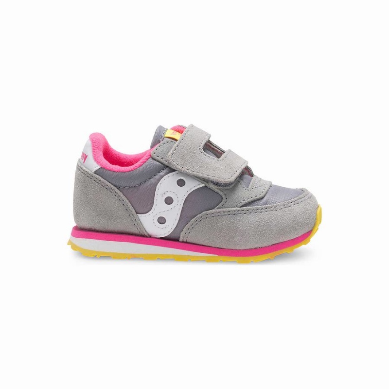 Grey / Pink Saucony Baby Jazz Hook & Loop Kids\' Sneakers | Philippines S73169-Y43