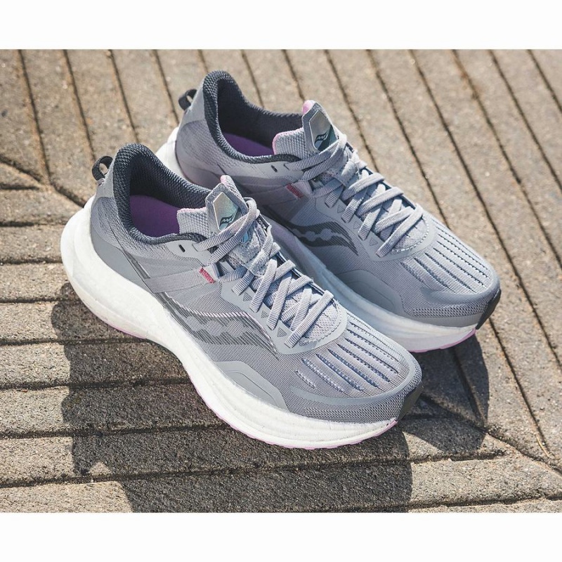 Grey / Pink Saucony Tempus Wide Women's Running Shoes | Philippines S59860-A45