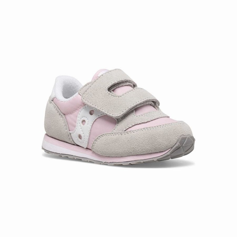 Grey / Pink / White Saucony Baby Jazz Hook & Loop Kids' Sneakers | Philippines S05381-T20