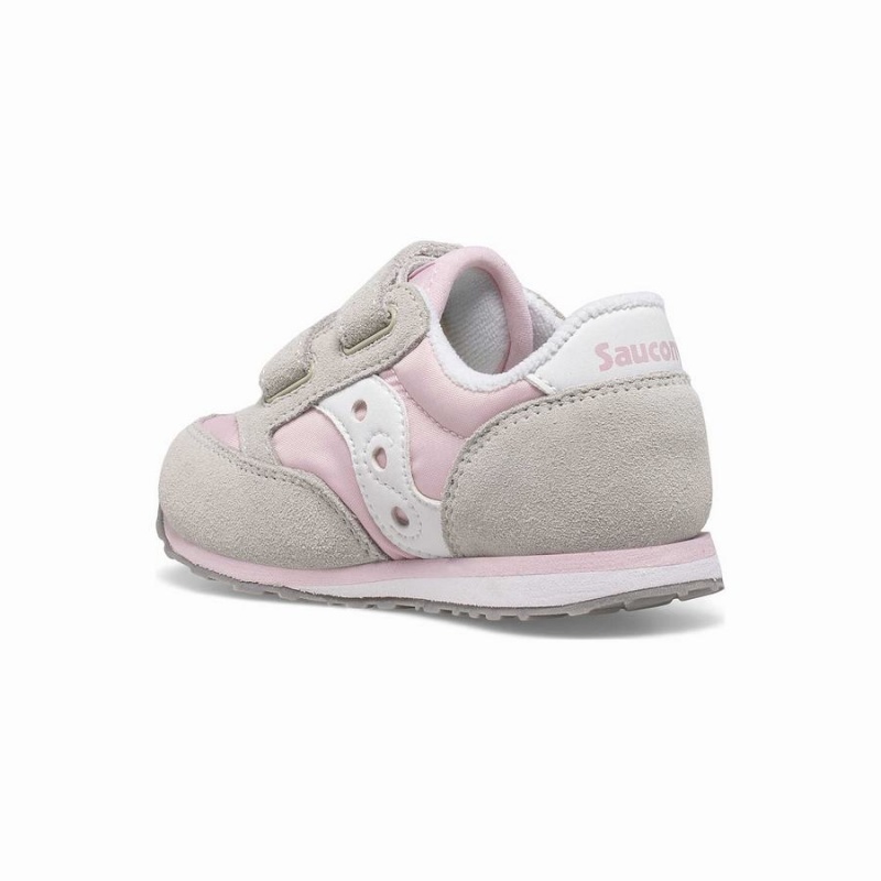 Grey / Pink / White Saucony Baby Jazz Hook & Loop Kids' Sneakers | Philippines S05381-T20