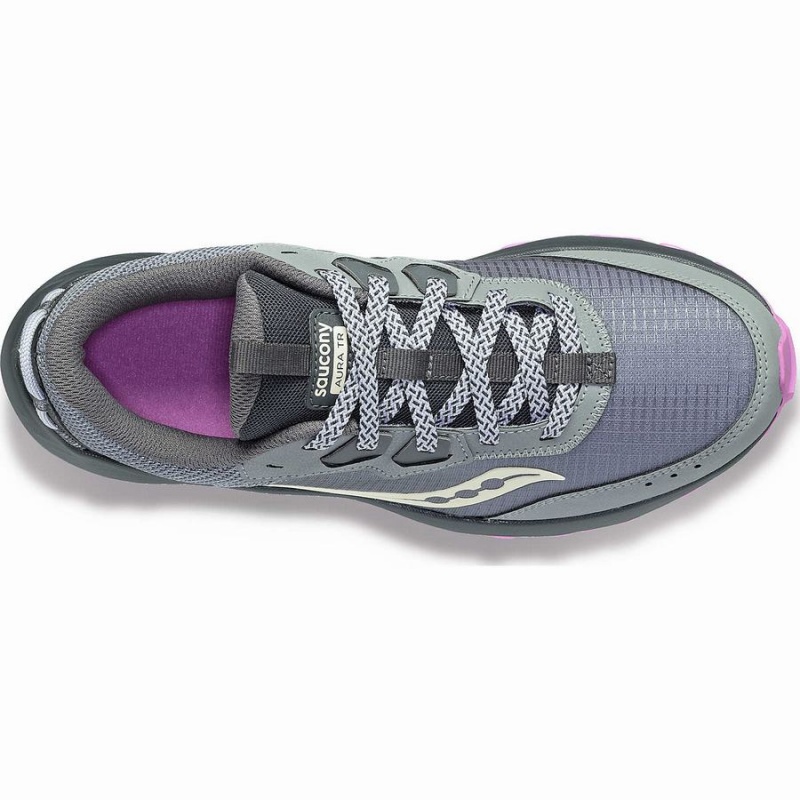 Grey / Purple Saucony Aura TR Wide Women's Trail Running Shoes | Philippines S90138-Y13