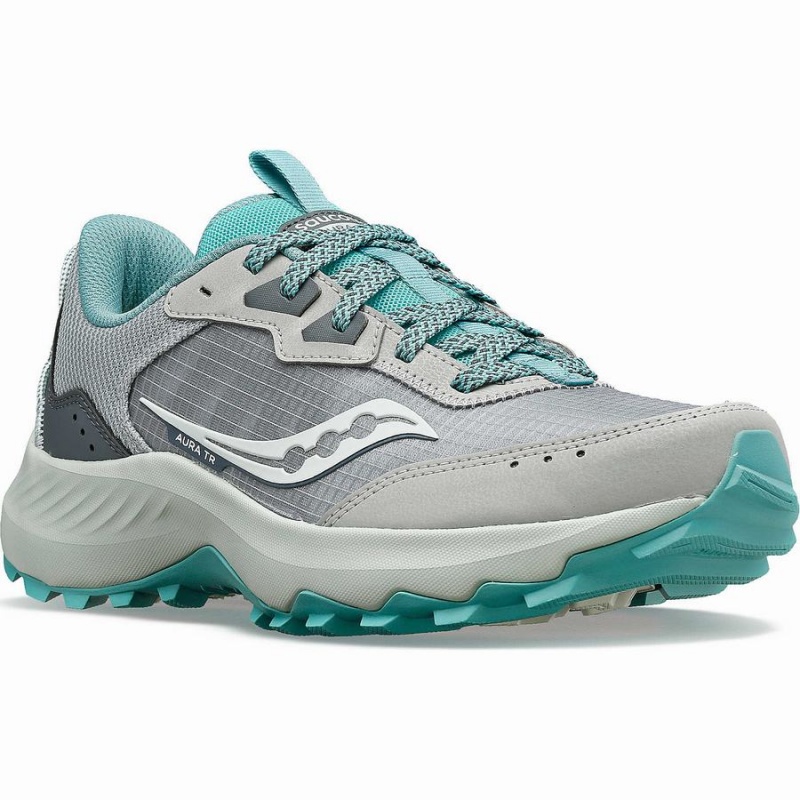 Grey / Turquoise Saucony Aura TR Wide Women's Trail Running Shoes | Philippines S68127-R75