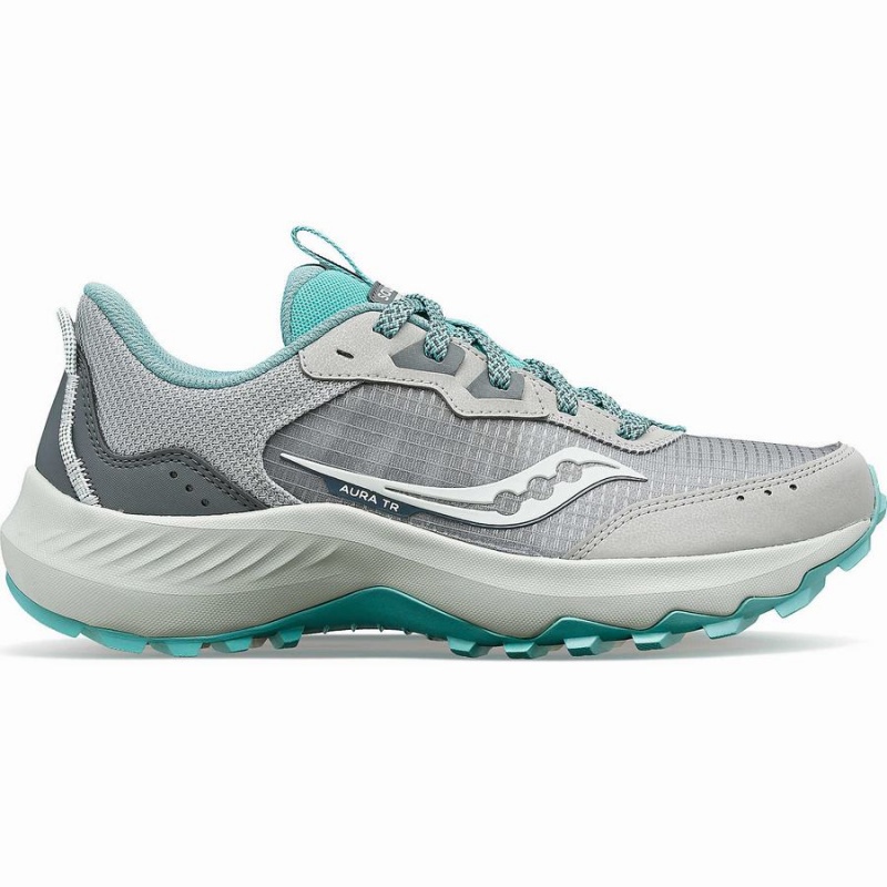 Grey / Turquoise Saucony Aura TR Wide Women\'s Trail Running Shoes | Philippines S68127-R75