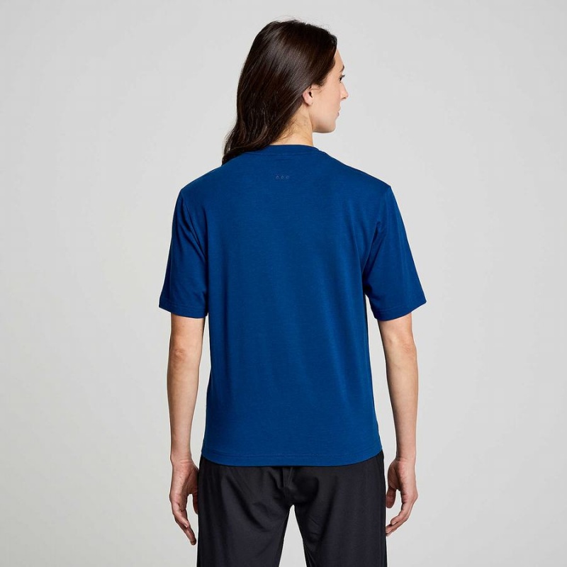 Indigo Saucony Recovery Short Sleeve Men's T Shirts | Philippines S90836-M25