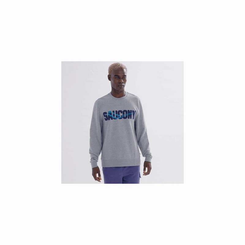 Light Grey Saucony Rested Crewneck Men's Sweatshirt | Philippines S20896-B48