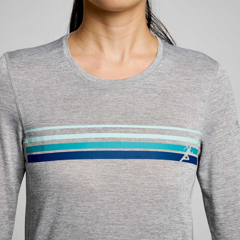 Light Grey Saucony Stopwatch Graphic Long Sleeve Women's T Shirts | Philippines S56371-G03