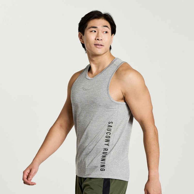 Light Grey Saucony Stopwatch Graphic Singlet Men\'s Tank Top | Philippines S34520-J58