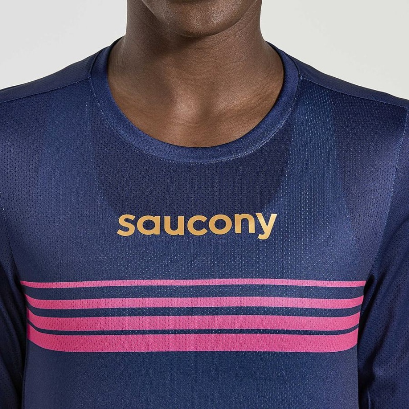 Navy Saucony Elite Long Sleeve Women's T Shirts | Philippines S81259-M51