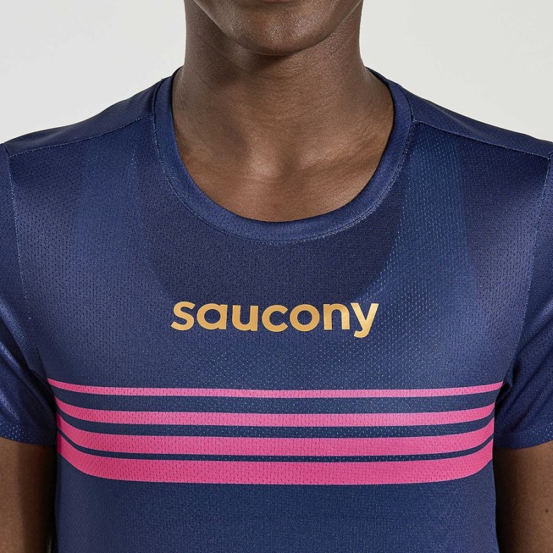 Navy Saucony Elite Short Sleeve Women's T Shirts | Philippines S91803-N60