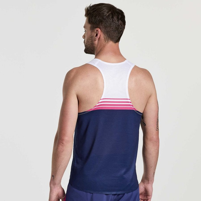 Navy Saucony Elite Singlet Men's Tank Top | Philippines S10298-C15