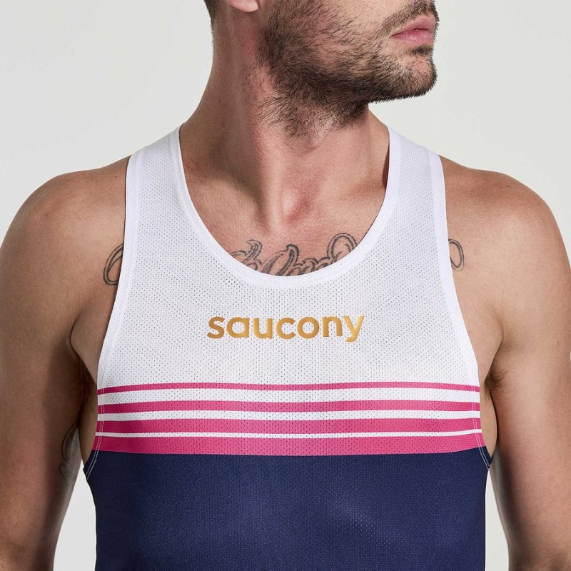 Navy Saucony Elite Singlet Men's Tank Top | Philippines S10298-C15