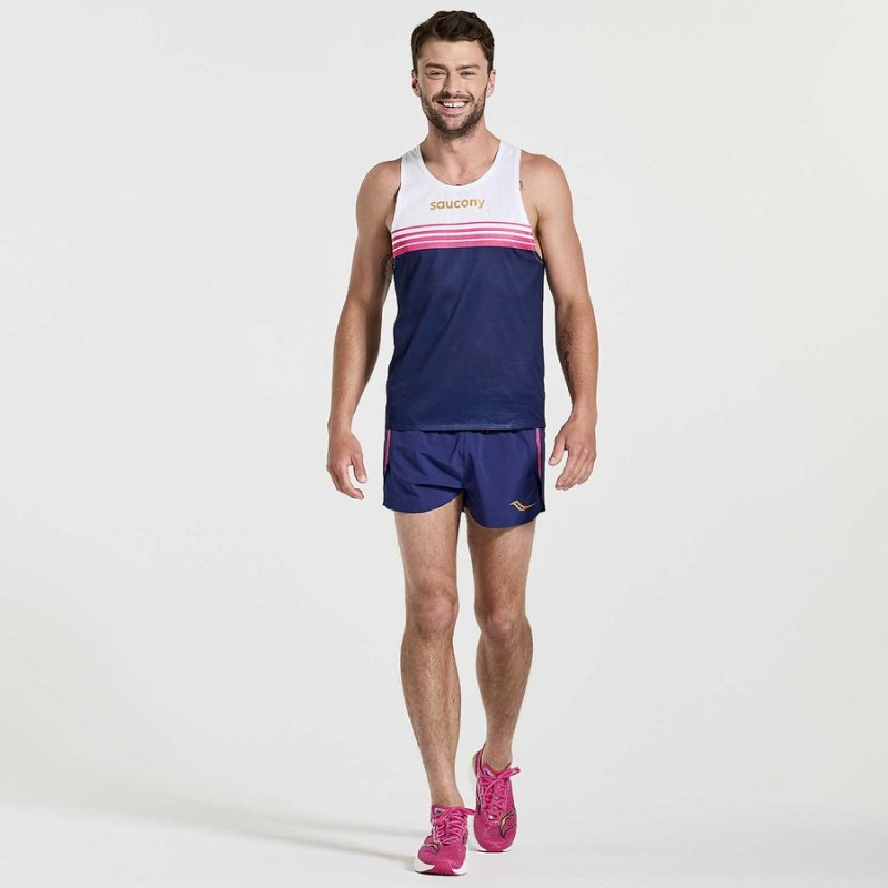 Navy Saucony Elite Singlet Men's Tank Top | Philippines S10298-C15