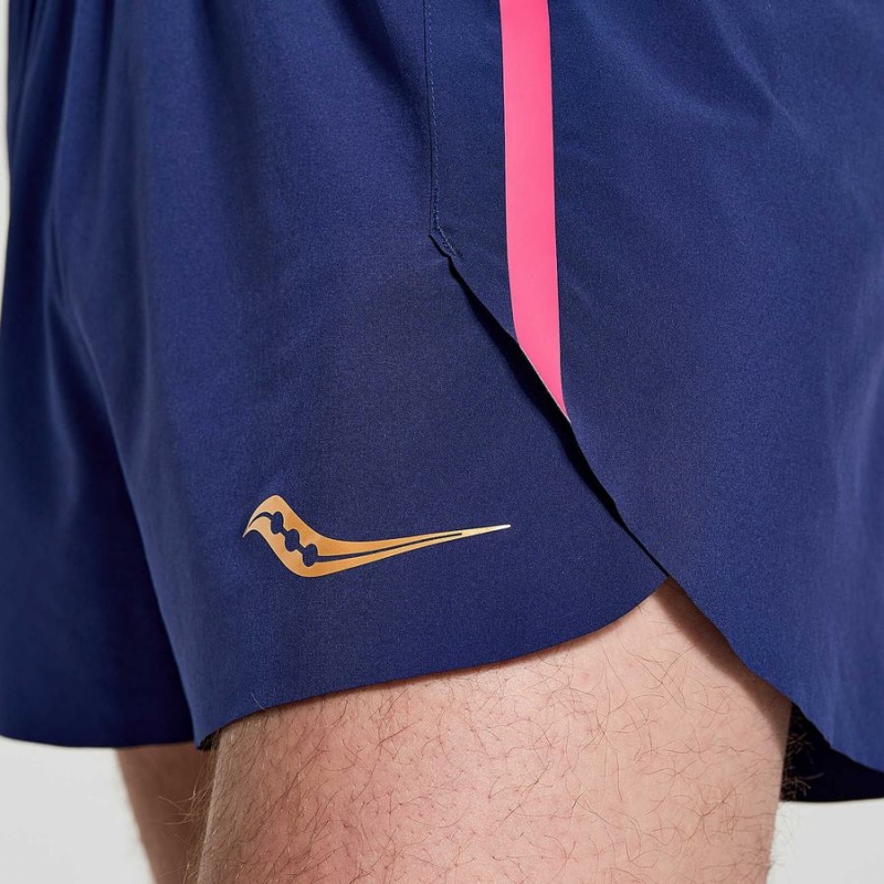 Navy Saucony Elite Split Men's Shorts | Philippines S84530-U90