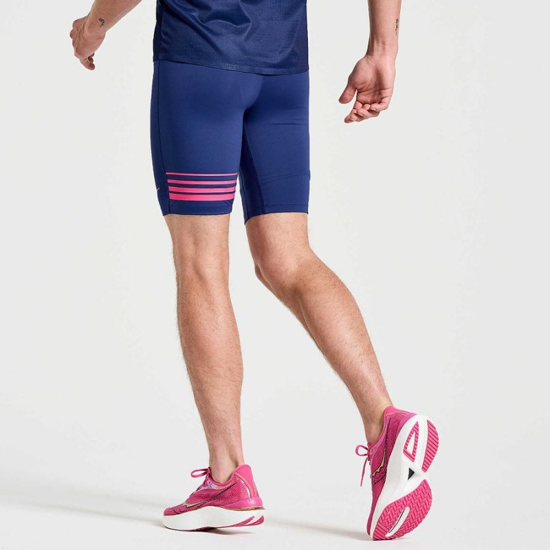 Navy Saucony Elite Tight Men's Shorts | Philippines S71904-Y04