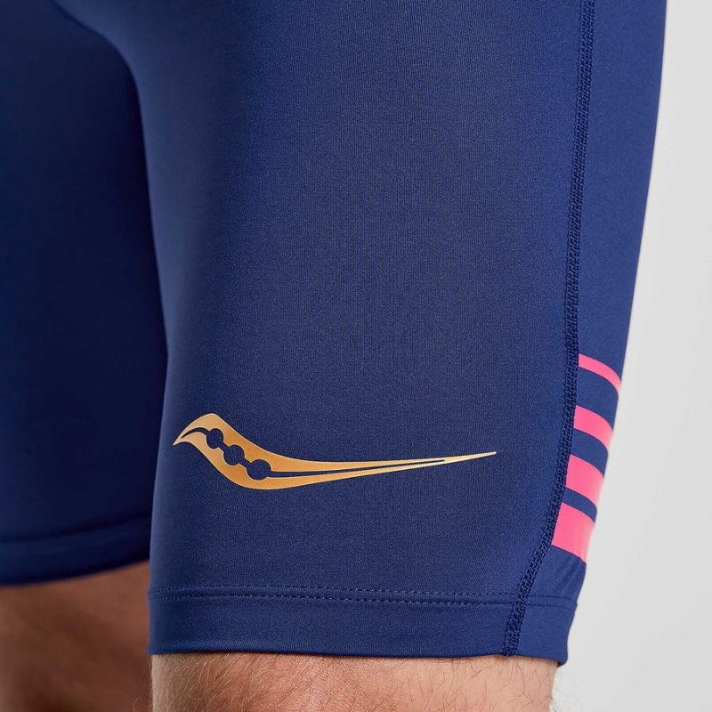 Navy Saucony Elite Tight Men's Shorts | Philippines S71904-Y04