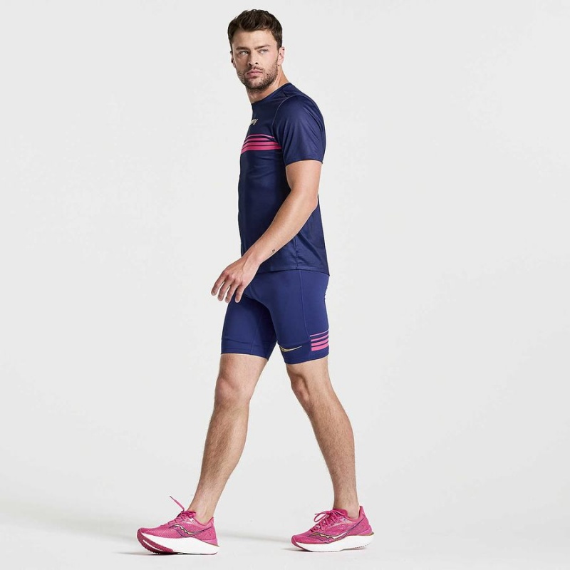 Navy Saucony Elite Tight Men's Shorts | Philippines S71904-Y04