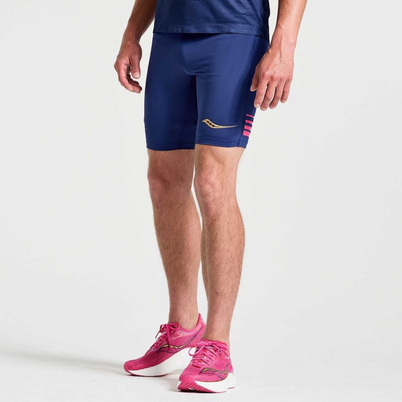 Navy Saucony Elite Tight Men\'s Shorts | Philippines S71904-Y04