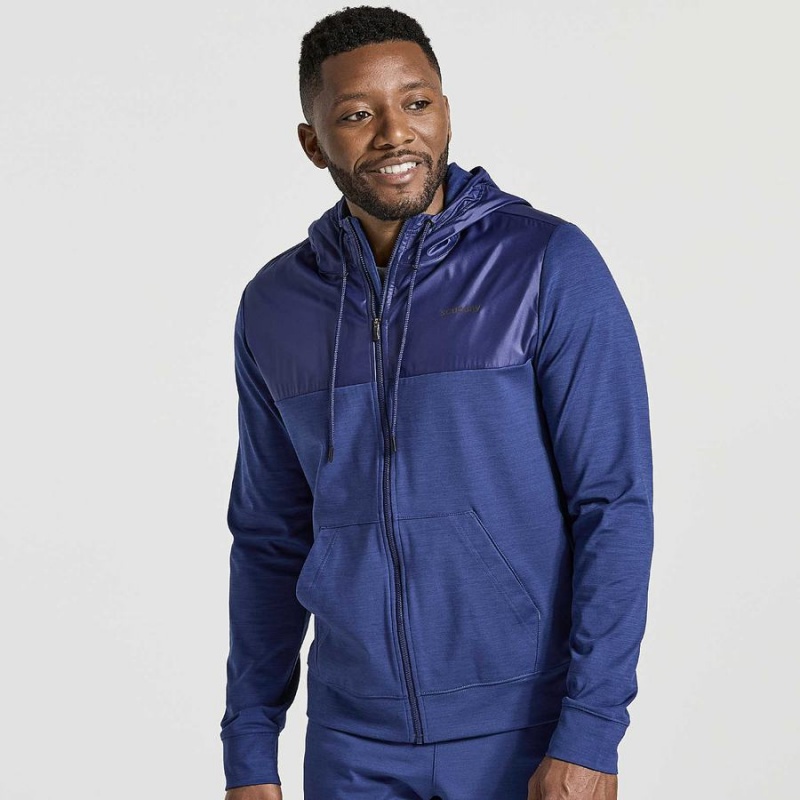 Navy Saucony Solstice Zip Hoody Men\'s Tops | Philippines S16285-Z34