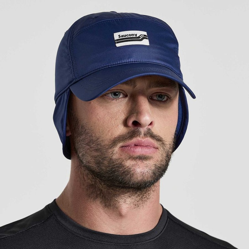 Navy Saucony Tech Ear Flap Men\'s Hats | Philippines S80149-Z14