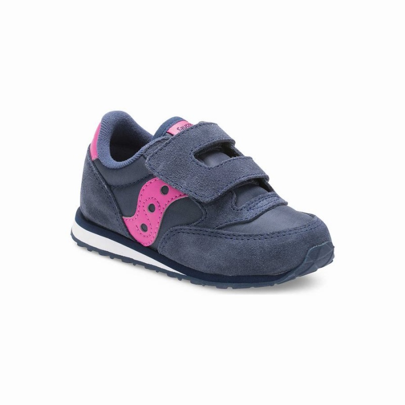 Navy / Pink Saucony Baby Jazz Hook & Loop Kids' Sneakers | Philippines S73064-W46