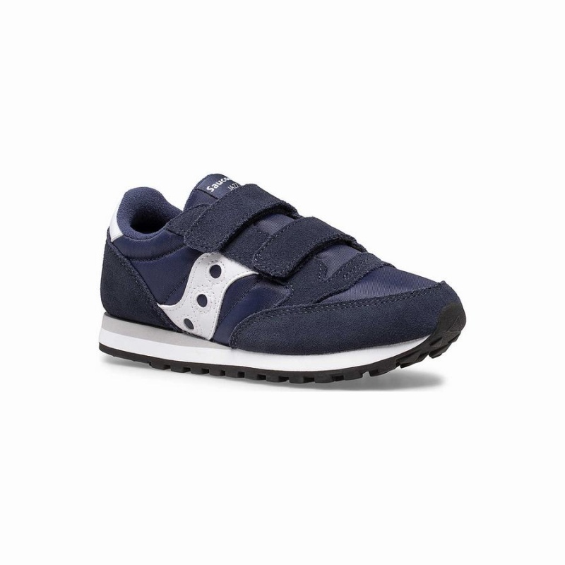 Navy / White Saucony Jazz Double Hook & Loop Kids' Sneakers | Philippines S83720-S92