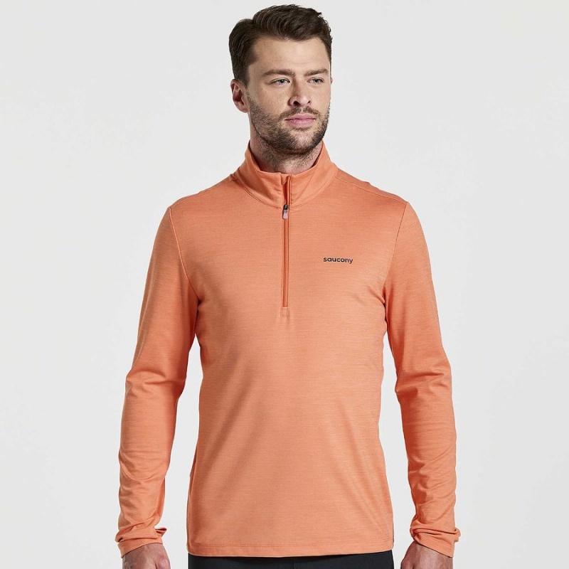 Orange Saucony Solstice 1/4 Zip Men\'s Tops | Philippines S75340-T62