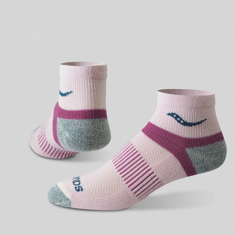 Pink Saucony Inferno Merino Wool Blend Quarter 3-Pack Women's Socks | Philippines S25086-P74