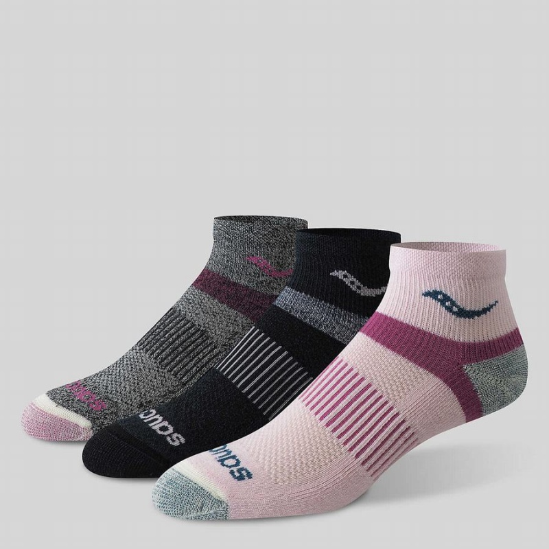 Pink Saucony Inferno Merino Wool Blend Quarter 3-Pack Women\'s Socks | Philippines S25086-P74