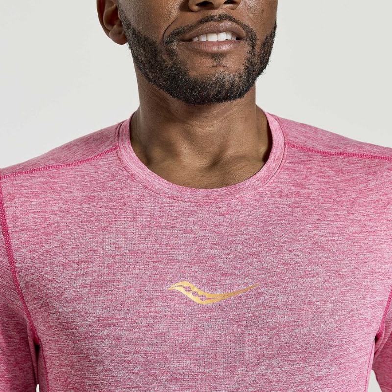 Pink Saucony Stopwatch Short Sleeve Men's T Shirts | Philippines S67903-R21