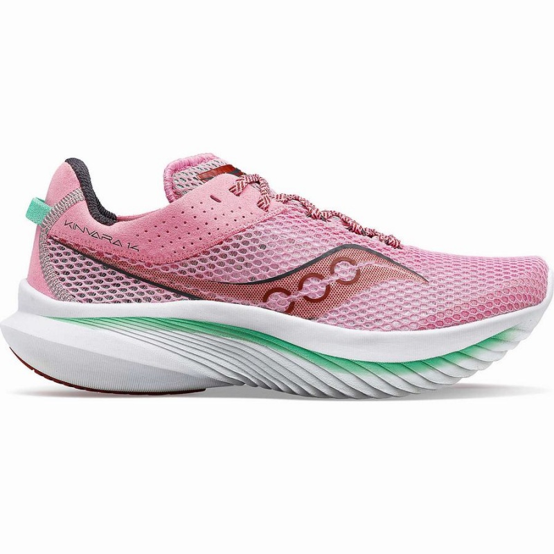 Pink / Green Saucony Kinvara 14 Women\'s Running Shoes | Philippines S35612-M97