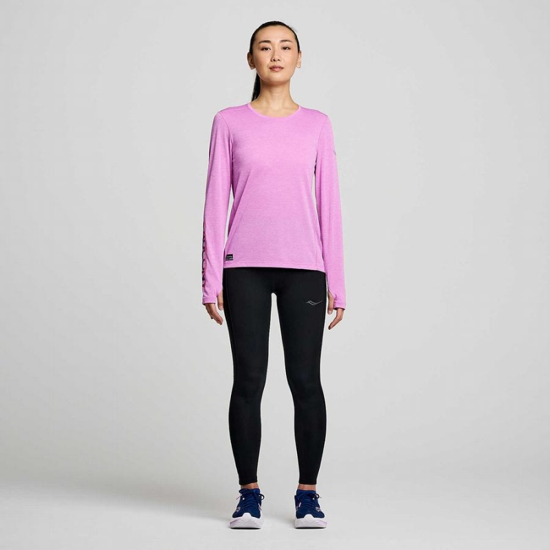 Purple Saucony Stopwatch Graphic Long Sleeve Women's T Shirts | Philippines S90356-J64