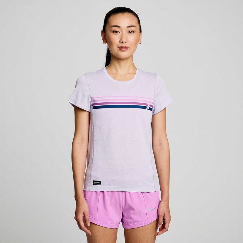 Purple Saucony Stopwatch Graphic Short Sleeve Women's T Shirts | Philippines S56718-A40