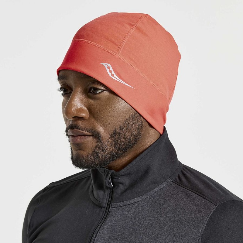 Red Saucony Bluster Wind Men\'s Beanie | Philippines S69273-D21