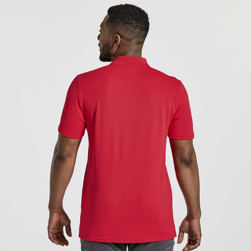 Red Saucony Polo Men's T Shirts | Philippines S70412-F26