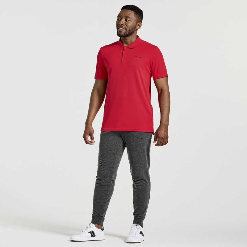 Red Saucony Polo Men's T Shirts | Philippines S70412-F26