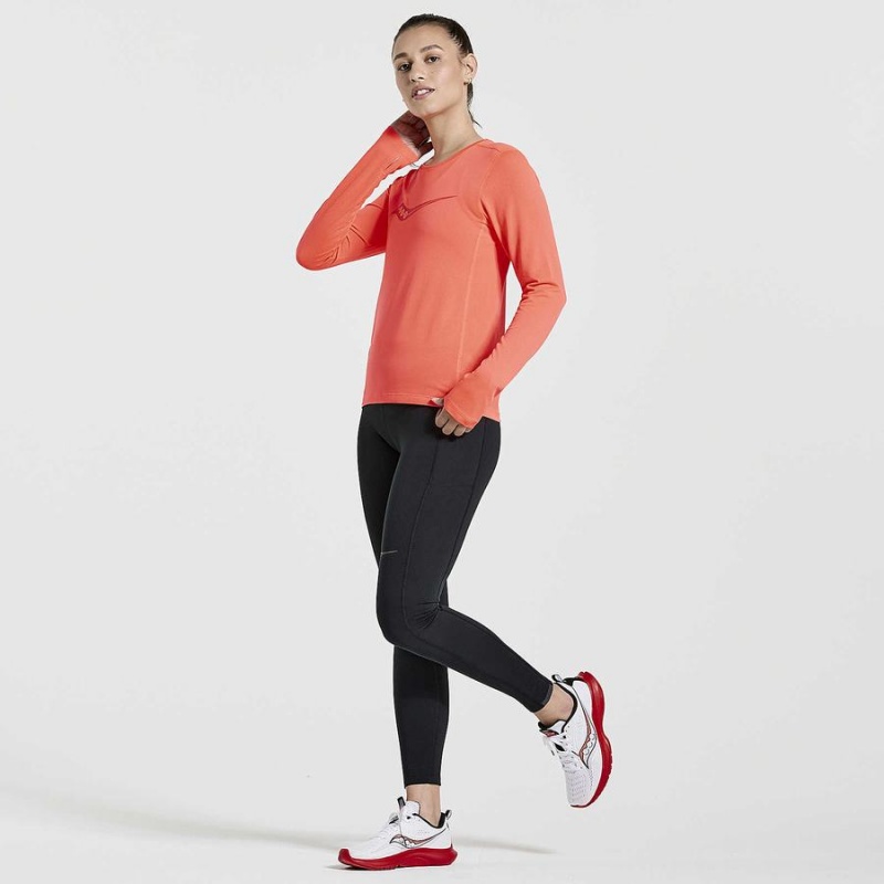 Red Saucony Stopwatch Graphic Long Sleeve Women's T Shirts | Philippines S59043-F42