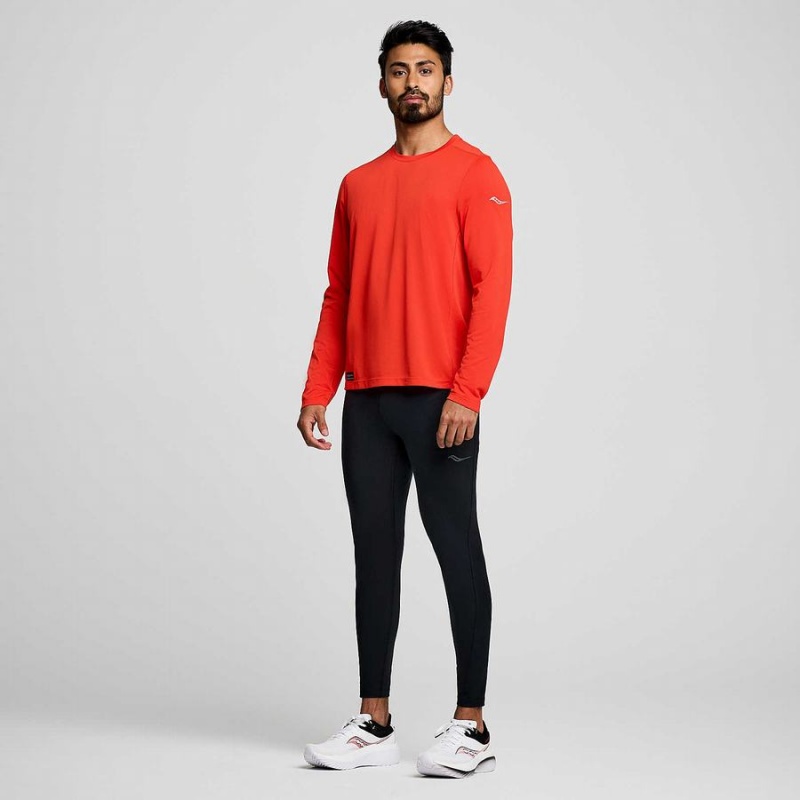 Red Saucony Stopwatch Long Sleeve Men's T Shirts | Philippines S40216-S58