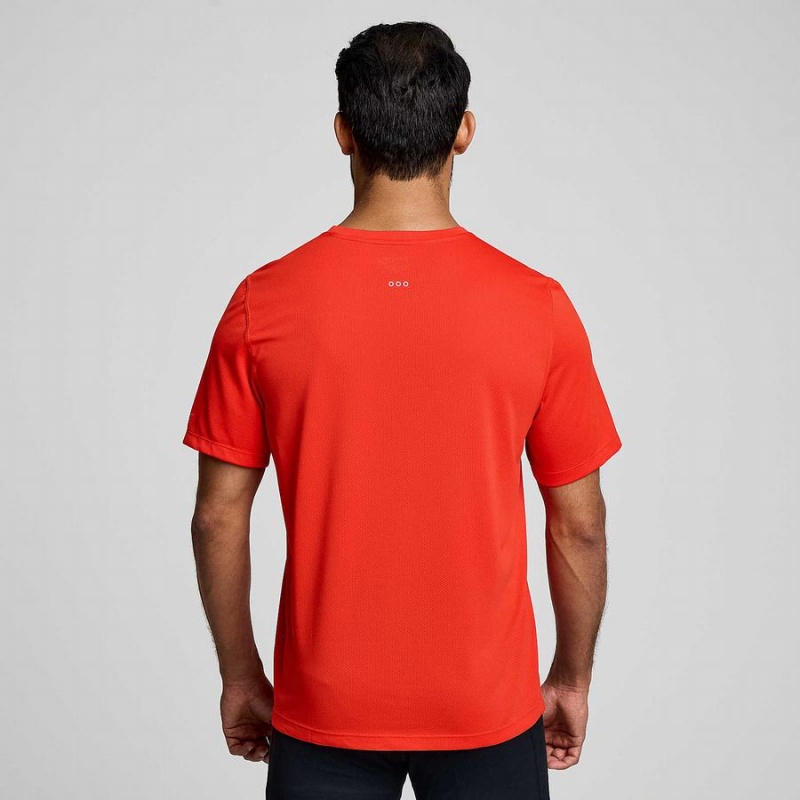 Red Saucony Stopwatch Short Sleeve Men's T Shirts | Philippines S51963-W16