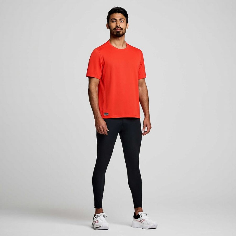 Red Saucony Stopwatch Short Sleeve Men's T Shirts | Philippines S51963-W16