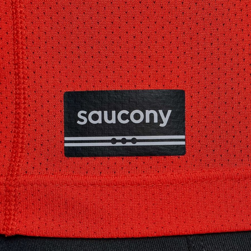 Red Saucony Stopwatch Short Sleeve Men's T Shirts | Philippines S51963-W16