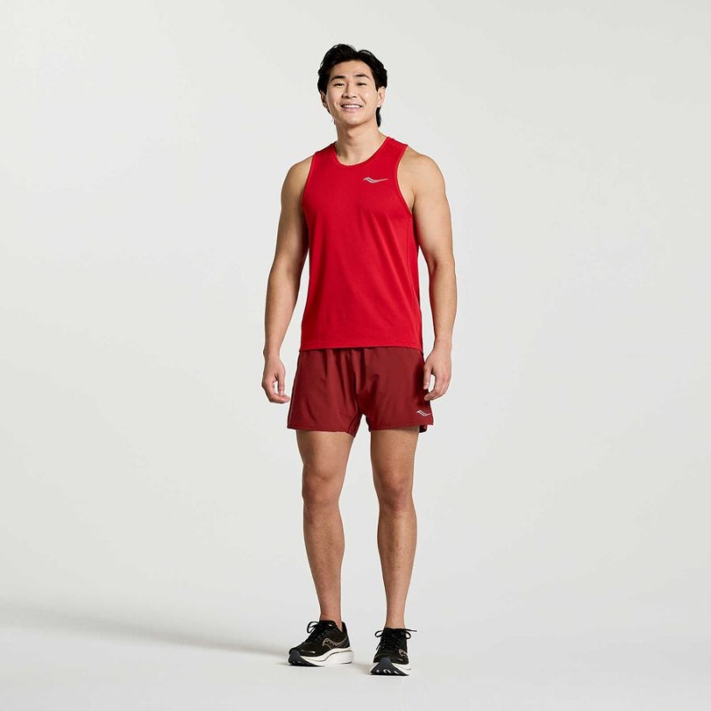 Red Saucony Stopwatch Singlet Men's Tank Top | Philippines S41325-W31