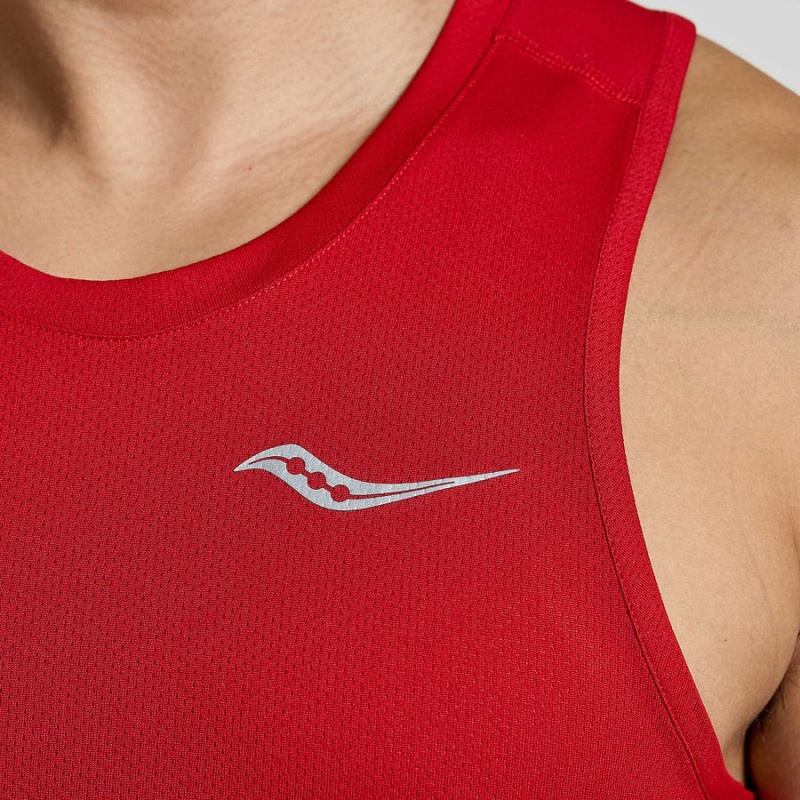 Red Saucony Stopwatch Singlet Men's Tank Top | Philippines S41325-W31