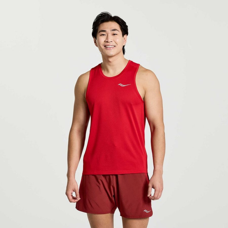 Red Saucony Stopwatch Singlet Men\'s Tank Top | Philippines S41325-W31