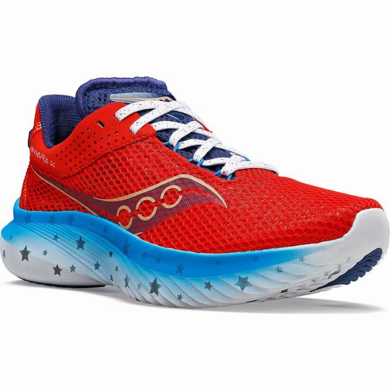 Red / White / Blue Saucony Kinvara 14 Liberty Men's Running Shoes | Philippines S43508-U92