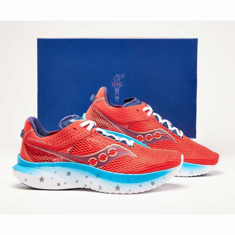 Red / White / Blue Saucony Kinvara 14 Liberty Men's Running Shoes | Philippines S43508-U92