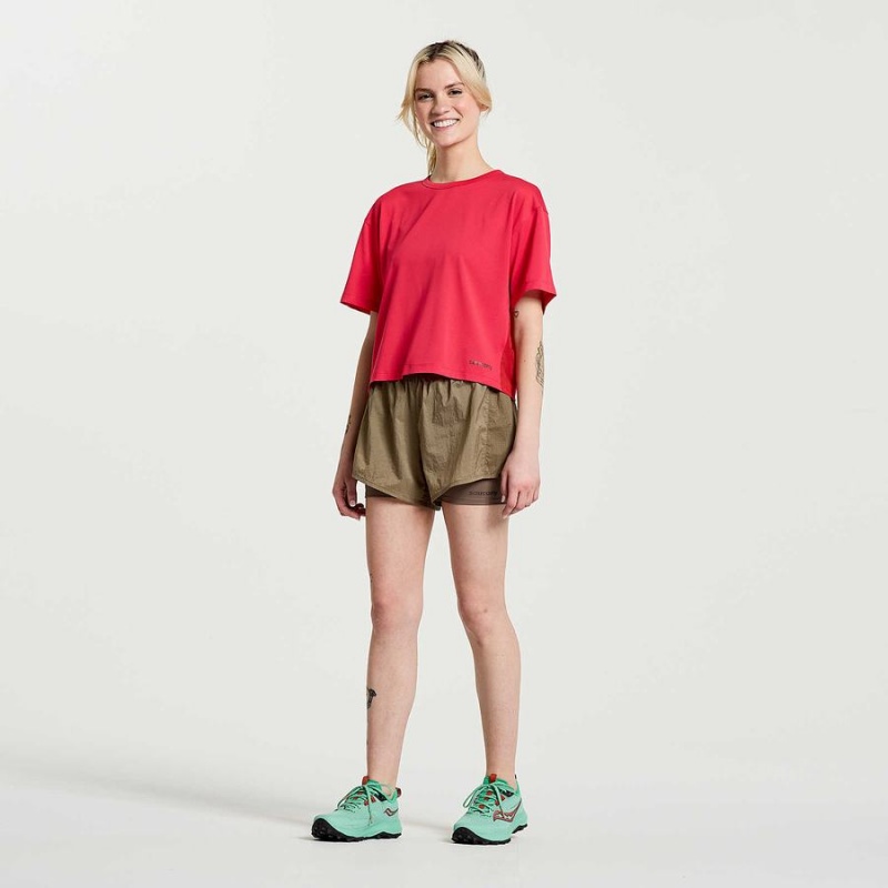 Rose Saucony Elevate Short Sleeve Women's T Shirts | Philippines S78694-P21